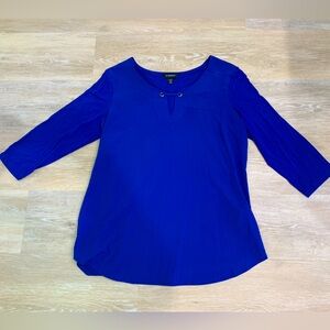 Le Chateau Tunic Blouse ¾ sleeves. Blue. Size Medium